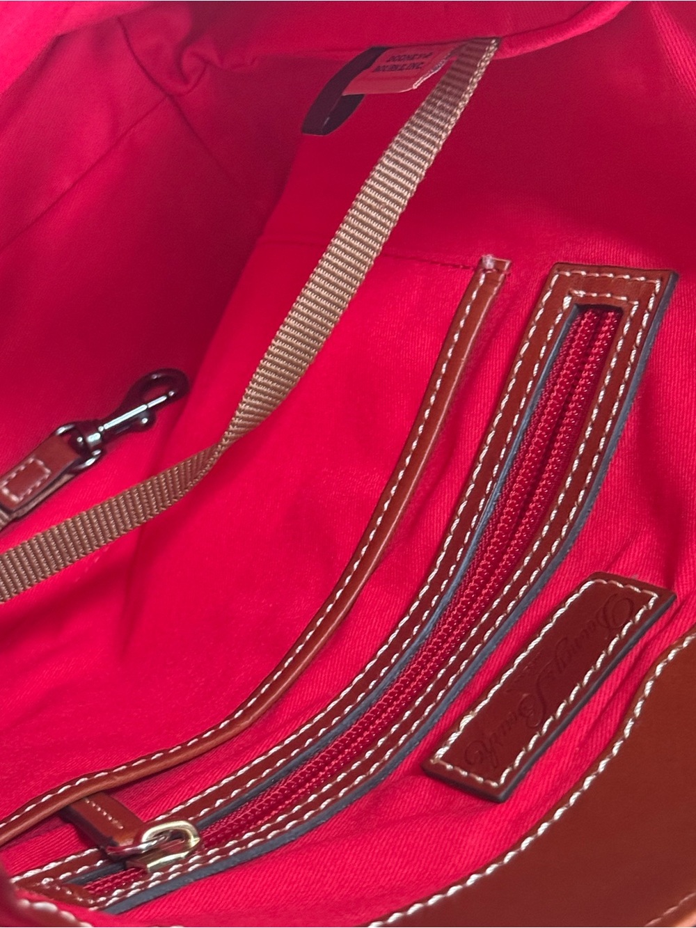 Dooney & Bourke Bridle Red Coral Leather Shoulder Bucket Bag! EUC!! - Picture 11 of 15